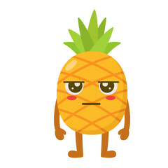 Grumpy Pineapple Cartoon Character Illustration Flat Illustration