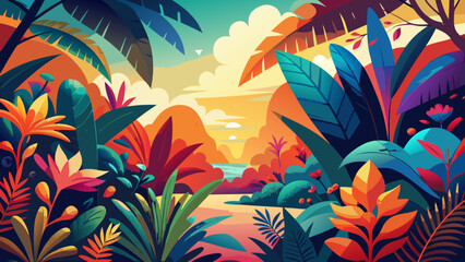 autumn landscape with rainbow