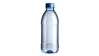 Clear plastic bottle, filled with liquid, against a black background