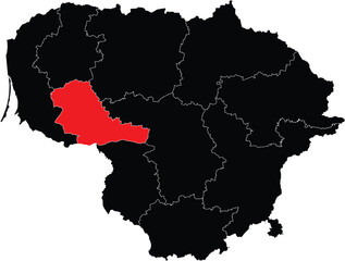 Vector Map of Taurage Division on Map of Lithuania