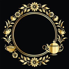 Vector decorative frame. Elegant element for design in Eastern style, place for text. Floral golden border. Lace illustration for invitations and greeting cards.