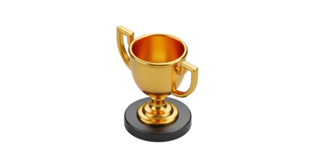 3d icon of a golden trophy, symbolizing victory, achievement, and success in competition