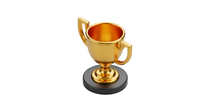 3d icon of a golden trophy, symbolizing victory, achievement, and success in competition