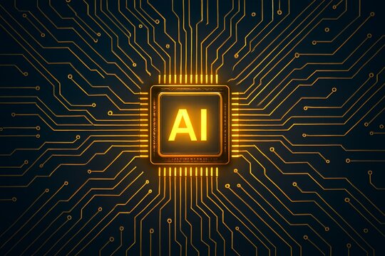 Advanced AI chip powers futuristic digital network, representing innovation and global connectivity