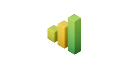 3d icon of minimalist bar graph, representing business growth and financial performance