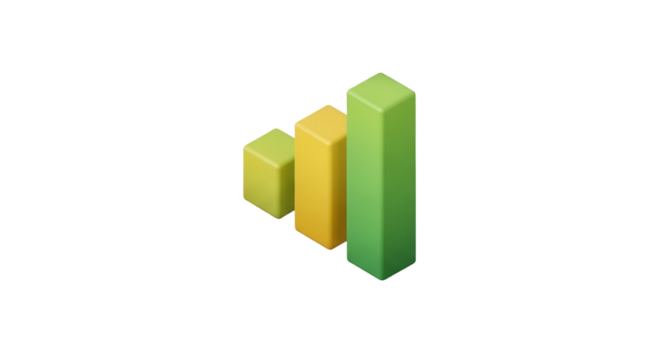 3d icon of minimalist bar graph, representing business growth and financial performance