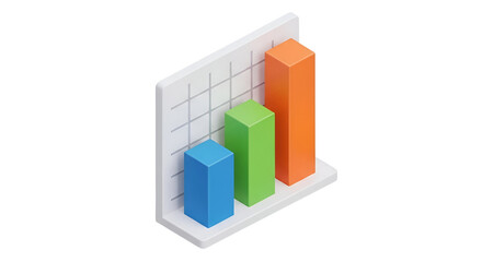 3d icon of isometric bar graph, a visual representation of data and performance metrics