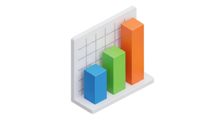 3d icon of isometric bar graph, a visual representation of data and performance metrics