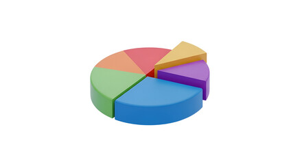 3d icon of colorful pie chart representing data analysis, statistics, and business information
