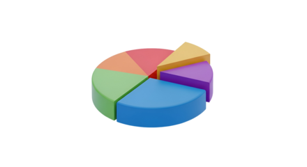 3d icon of colorful pie chart representing data analysis, statistics, and business information