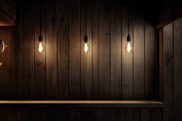 Dark wood interior with Edison bulbs
