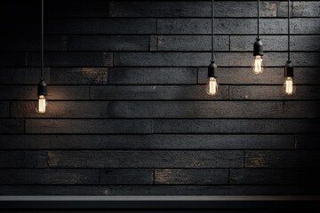 Dark interior with Edison bulbs