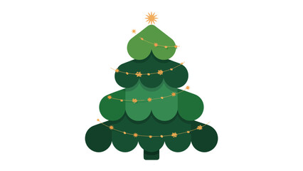 Festive Green Christmas Tree: An artistic representation of a Christmas tree adorned with twinkling lights and a star on top, celebrating the spirit of the holiday season.