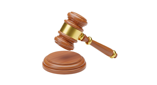 3d icon of wooden gavel and sound block, symbolizing justice and legal proceedings - Powered by Adobe