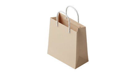 3d icon of a brown paper shopping bag with white handles, ready for your design or branding