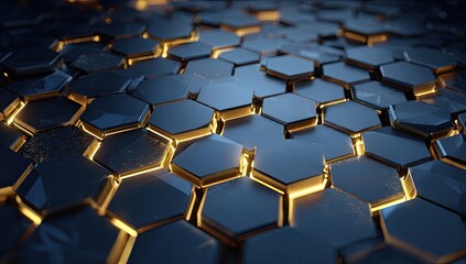 Abstract hexagonal pattern with glowing lights