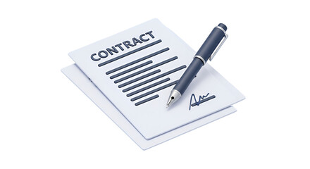 3d icon of contract document with pen representing agreement and legal obligation