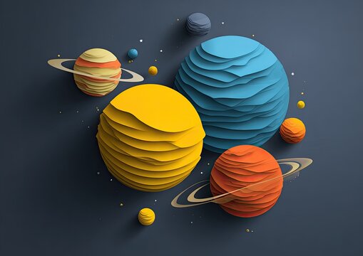 Colorful paper planets in space (1)