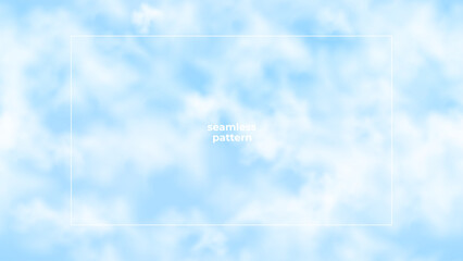 Seamless pattern with blue sky and white clouds. Soft and calm vector background design for fabric, wallpaper, web, and decorative projects.