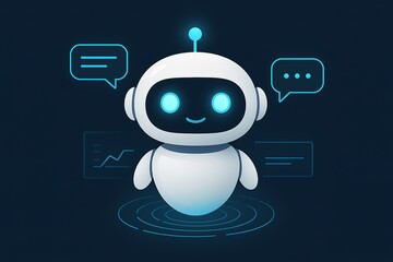 Friendly chatbot assisting with data analysis and communication in a modern digital space