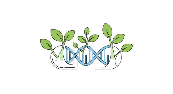 Genetic Engineering Concept Plant Growth and DNA Helix Illustration