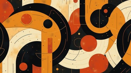 Abstract mid century modern geometric pattern with organic shapes and texture