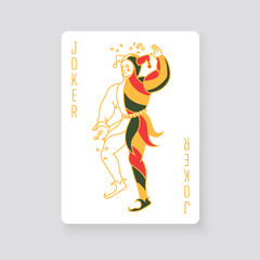 Vector illustration of a Joker playing card. Classic and elegant design with colorful and decorative details, perfect for poker, casino, and entertainment projects.
