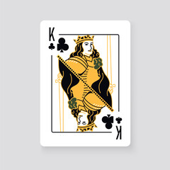 Vector illustration of the King of Clubs playing card. Elegant and classic design symbolizing royalty, power, and card games, perfect for casino and entertainment projects.