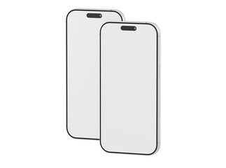 Two blank smartphone mockups, minimalist design and technology render on white, perfect for app designs, UI con
