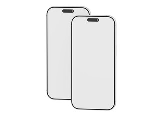 Two blank modern smartphones. Ideal for mockups, app designs, and tech-related content. Showcase your user inte