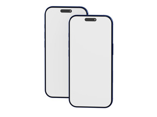 High-quality image of two new smartphones mockup. Modern design, white screen, minimalist style, perfect for te