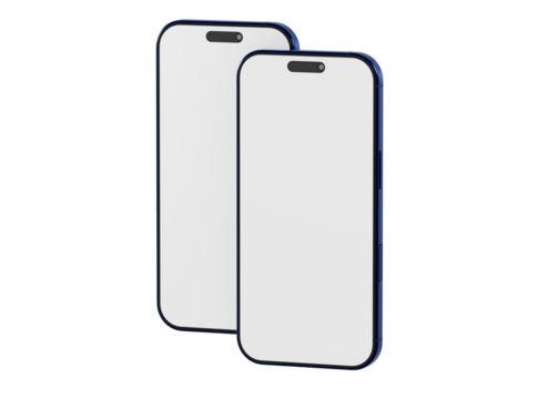 Two blank smartphone mockups, perfect for showcasing mobile app designs, website layouts, and creative digital