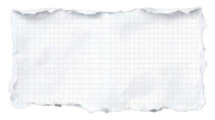 A torn sheet of graph paper with a grid pattern, showcasing a textured edge and a crisp appearance.