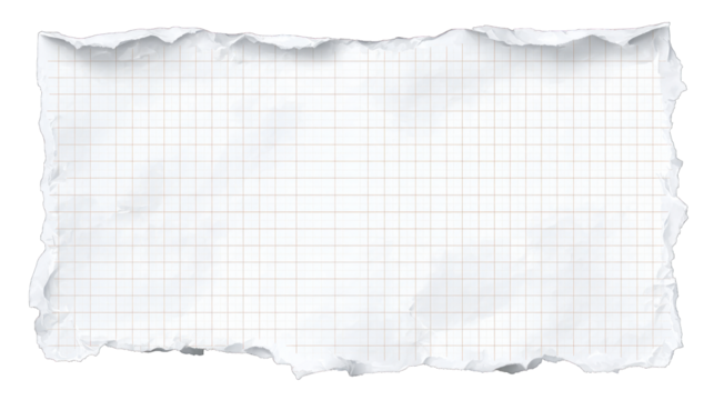 A torn sheet of graph paper with a grid pattern, showcasing a textured edge and a crisp appearance.