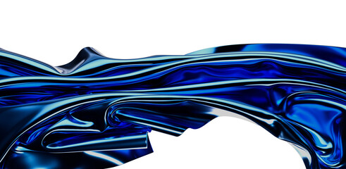 Abstract blue fabric with a glossy, metallic effect against a white background, perfect for backgrounds, modern design and creative projects. Hi