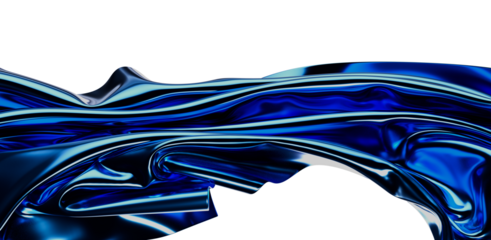 Abstract blue fabric with a glossy, metallic effect against a white background, perfect for backgrounds, modern design and creative projects. Hi