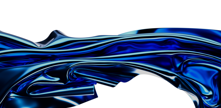 Abstract blue fabric with a glossy, metallic effect against a white background, perfect for backgrounds, modern design and creative projects. Hi