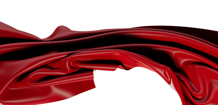 Abstract background of flowing red silk fabric with dynamic waves and luxurious texture. Perfect for elegant designs, fashion, and artistic conc