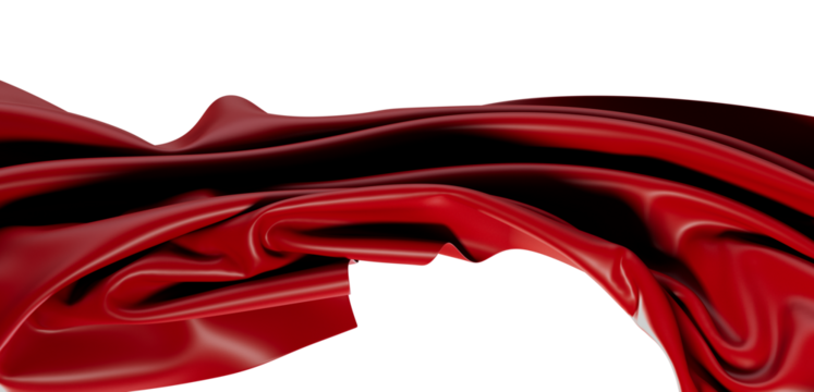 Abstract background of flowing red silk fabric with dynamic waves and luxurious texture. Perfect for elegant designs, fashion, and artistic conc