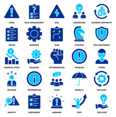 Crisis management Set of 25 thin Duotone icon vector illustration 
