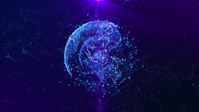 Innovative Glowing Light Bulb Circuitry light bulb circuit innovation, technology, ark blue background. Digital earth modern background, Global network connection technology digital abstract HUD