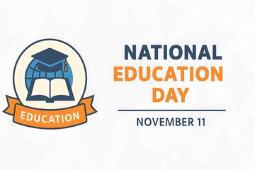 National education day november 11th with graduation cap and open book