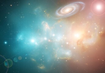 Vibrant intergalactic space scene with nebula and shining stars array