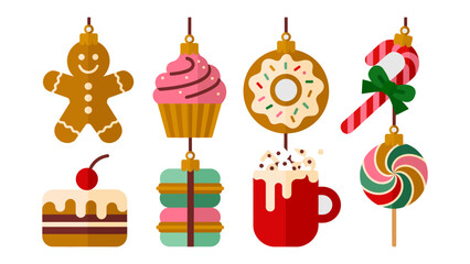 Festive ornaments: A delightful collection of holiday ornaments, each a miniature edible delight, creating a charming festive scene. 