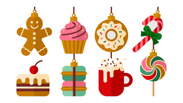 Festive ornaments: A delightful collection of holiday ornaments, each a miniature edible delight, creating a charming festive scene. 