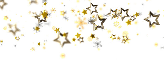 Elegant background with falling golden stars and snowflakes for holidays, celebrations, and festive designs. Perfect for Christmas, New Year, an