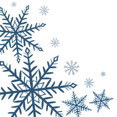 Decorative snowflake pattern with blue tones on a white background for winter holidays