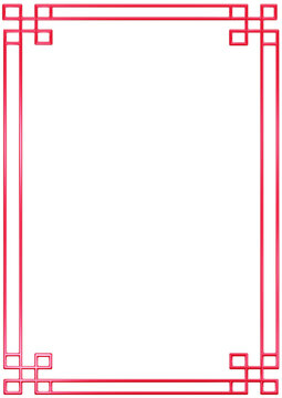 Simple red geometric frames are isolated on white background. Luxury red borders for invitations, luxury templates, and decorative patterns. Chinese border design. 3D png illustration.