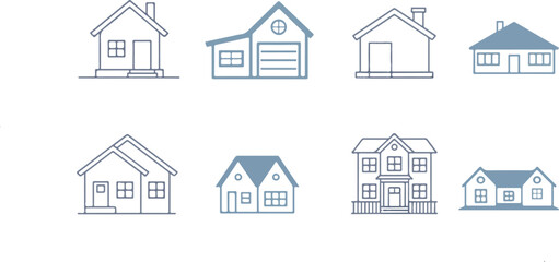 Fototapeta premium House Line Icon Vector | Minimal Home Icon | Building Houses Thin Line Illustration