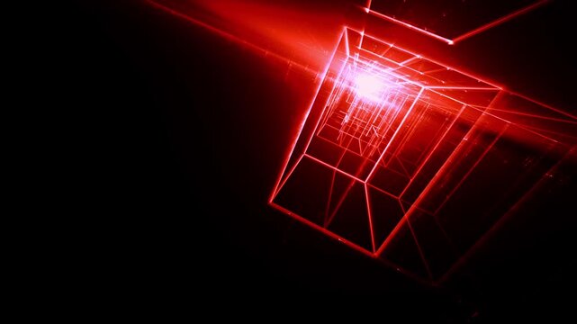 Leuchtende gitterf&ouml;rmige Geometrie f&uuml;r Technologie, Energie, Produktion & Datentransfer &ndash; moderne Architektur, Planung & Sicherheit visualisiert, rot
